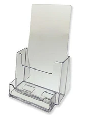 2 Pack Clear Tri Fold Brochure Holder With Business Card AZM Displays ON SALE