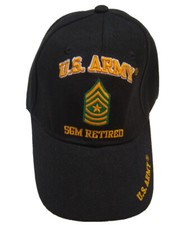 U.S. Army Sergeant Major Retired, E-9, Adjustable Black Baseball Cap