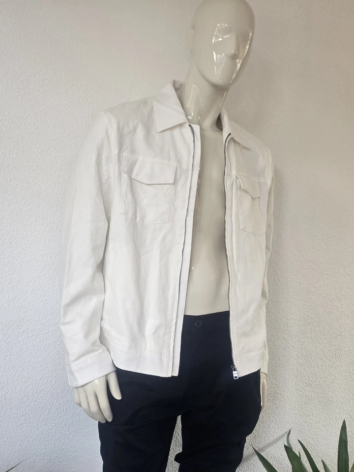 MANGO Zipper Linen Cotton White Jacket Size L £79.99 - Image 2 of 4