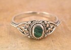Ring size 9 style# r0936 Pretty Sterling Silver Real Malacite