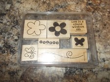 Stampin' Up Flower Butterfly Wood Block Stamp Lot 2003 Retired