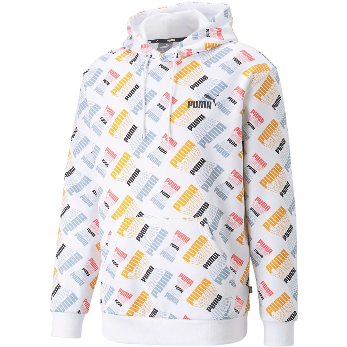 Мужская толстовка с капюшоном Puma White ESS + повторение логотипа AOP - 2XL