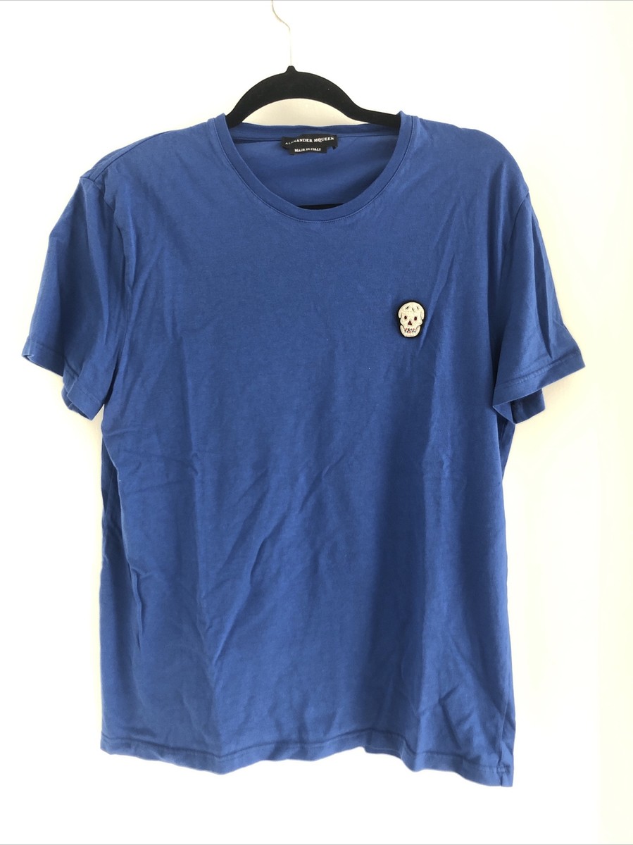 Alexander McQueen Men's Blue Cotton Tee Size M