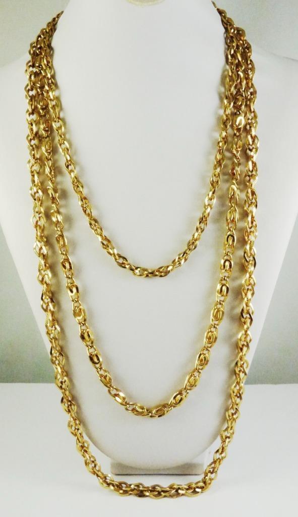 Vintage 3-Strand BOLD Gold Tone Graduated Length Chain