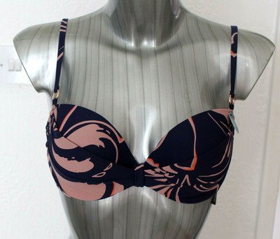 M/&S Sizes 36 40 42 B-G Underwired Halterneck Supportive Bikini Top Bnwt Turq.