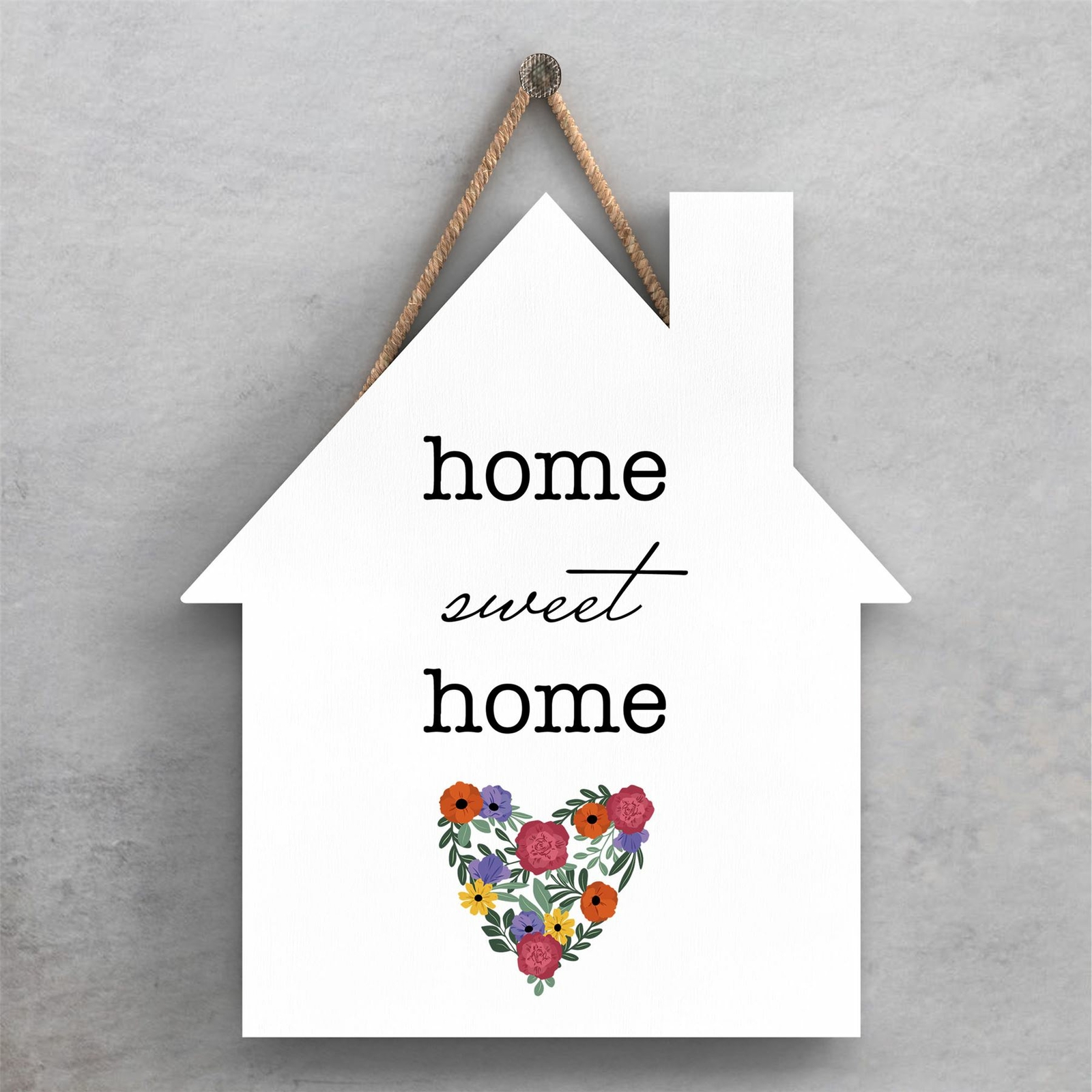 HOME SWEET HOME SPRING MEADOW THEME WOODEN HANGING PLAQUE
