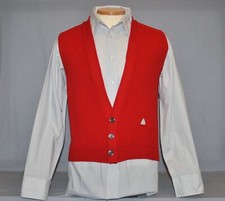 Vintage Puritan Cardigan Sweater Vest Mens Size Large Red Retro Mod V-Neck