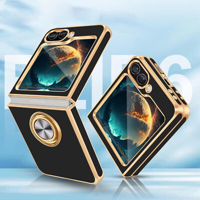 Hülle für Samsung Galaxy Z Flip6 Flip5 Flip7 Plating Ring Halter Stoßfeste Case