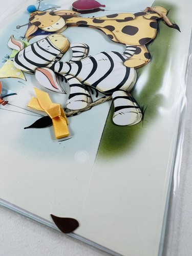 Happy Birthday Zebra & Giraffe 3D Paper Magic Group Greeting Card 7.75" x 5.5" - Picture 4 of 6