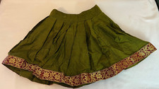 Girls Skirt Olive Green Color Maroon Flowers Bottom Size 14