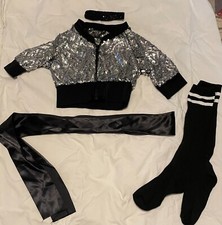 Child Medium Curtain Call Black Dance Outfit Accessories with Silver Sequins