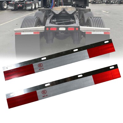 Pair Aluminum Mud Flap Hanger Top Plates Reflector 24''x3'' for Semi Truck Trailer