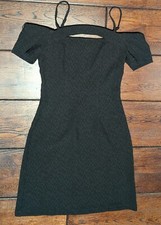 Urban Revivo Black Textured Stretch Straps Cap Short Sleeve Mini Dress XS NWT