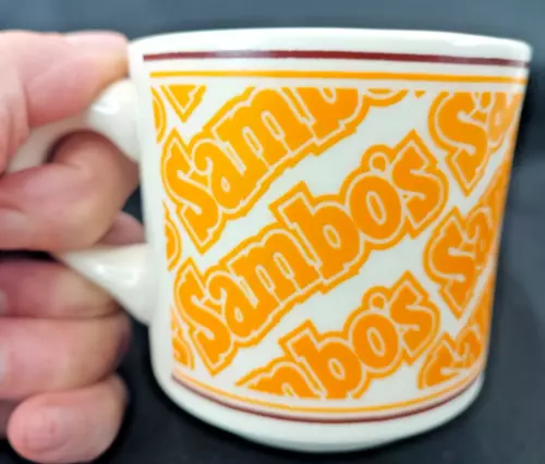 Vintage Sambo’s Diner Restaurant Coffee Mug Orange Outline Print Logo