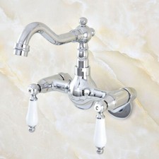 3-3/8" Chrome Wall Mounted Swivel Bath Mixer Tap Basin Faucet Two Handle Zqg204