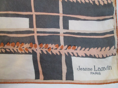 Foulard Carré LANVIN Vintage En Soie - 58x58 Cm - Vert - Tour De Cou élégant - Made In France