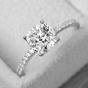 2 Ct Cushion Cut Solitaire Diamond Engagement Ring 925 Sterling