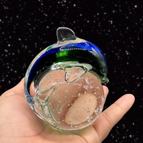 Art Glass Dolphin Paperweight Figurine on a Clear Sphere with Bubbles 4”T 3”W - 第 16/16 張圖片