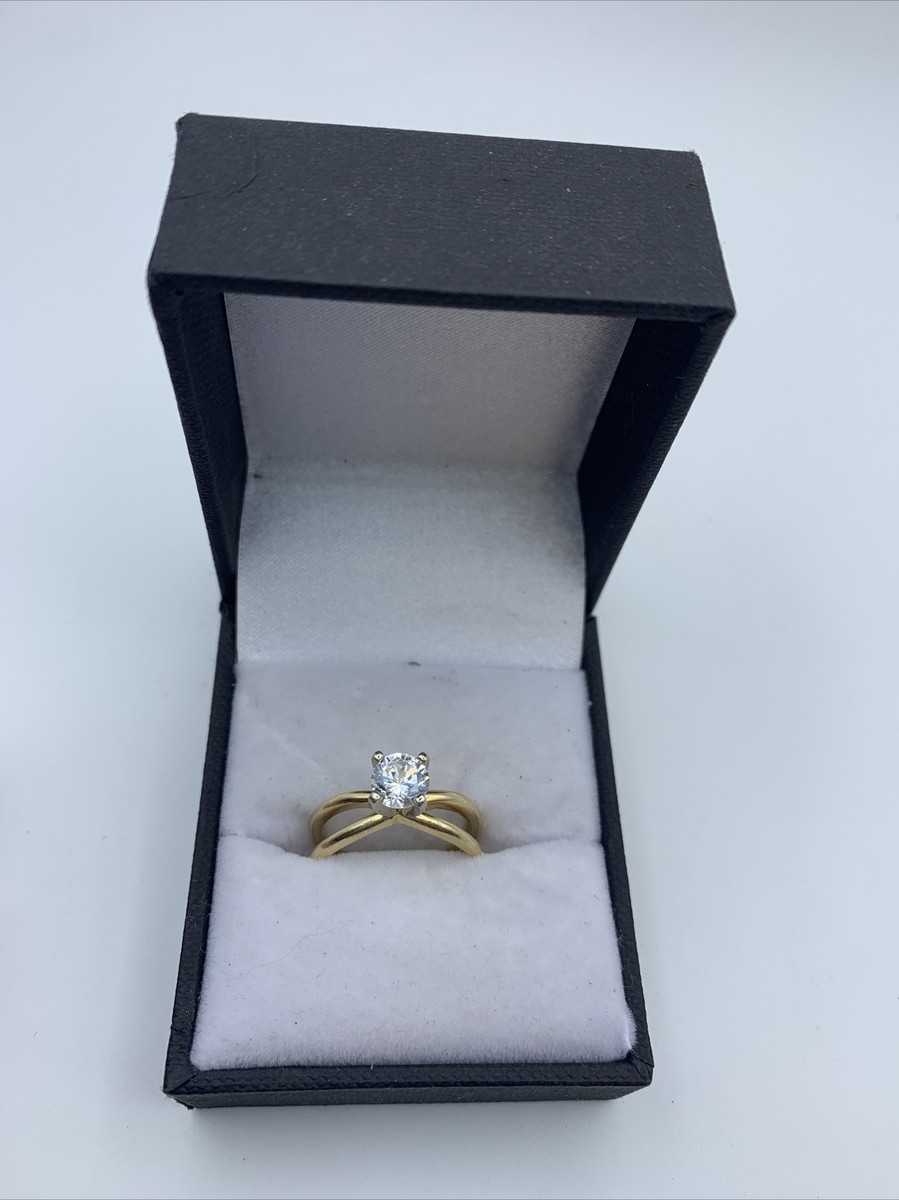 Vtg 14k Gold Cubic Zirconia CZ Gemstone Promise Engagement Wedding