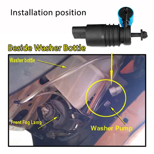Twin Outlet Front Windscreen Wiper Washer Pump Motor For VW Audi Skoda 1J6955651 - Bild 5 von 14