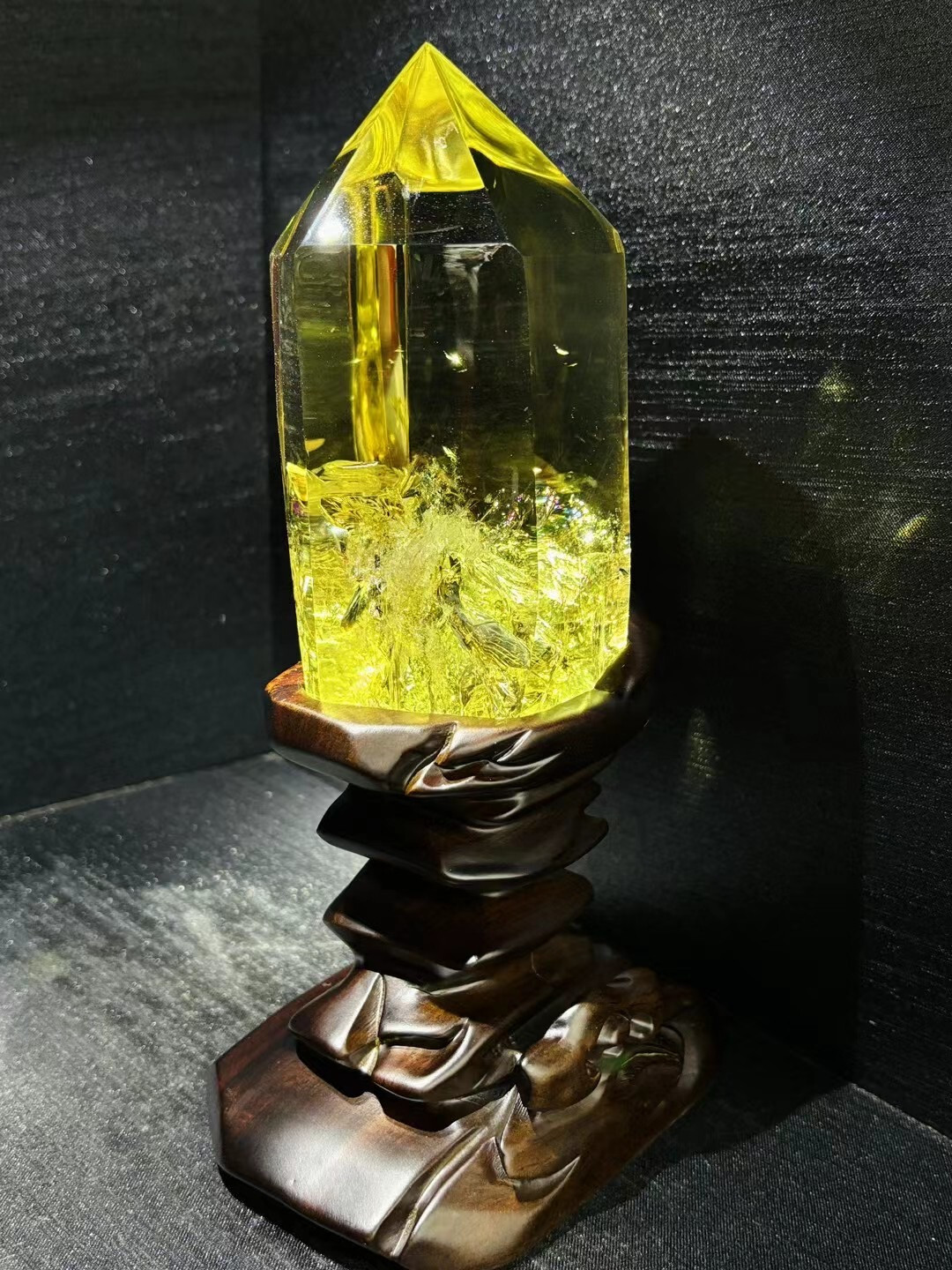 2.9LB Natural Citrine Quartz Crystal Smooth Obelisk Healing Stone with Stand