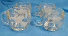 Nestle World Globe Glass Mugs Nescafe 70s Promo Lot X4 VTG Hot Coffee Cocoa
