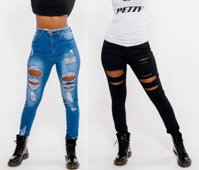 Women's RedFox AUTHENTIC Denim Collection High-waist Ripped Jeans Body Stretch 