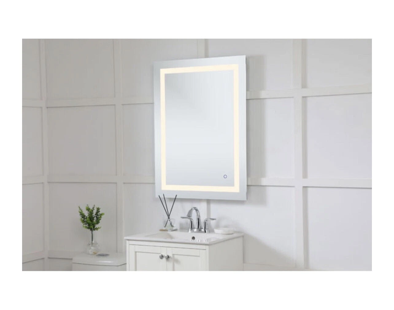 Espejos de baño montado en la pared de metal blanco