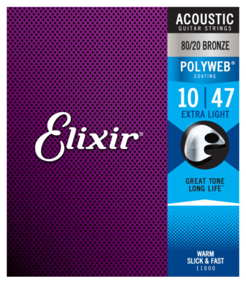 Elixir Extra Light Acoustic 80/20 Bronze Strings w/ POLYWEB