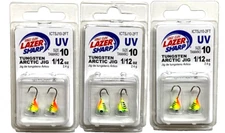 3 PACKS Eagle Claw Tungsten Arctic Jig 1/12oz Firetiger Size 10 Hook 2 Count