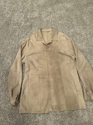 Barneys New York Suede Jacket Beige Brown Soft Leather Jacket Pelle ITALY Sz M