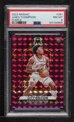 2023 Mosaic City Edition Purple Prizm 98/99 Amen Thompson PSA 8 Rookie RC 14t3