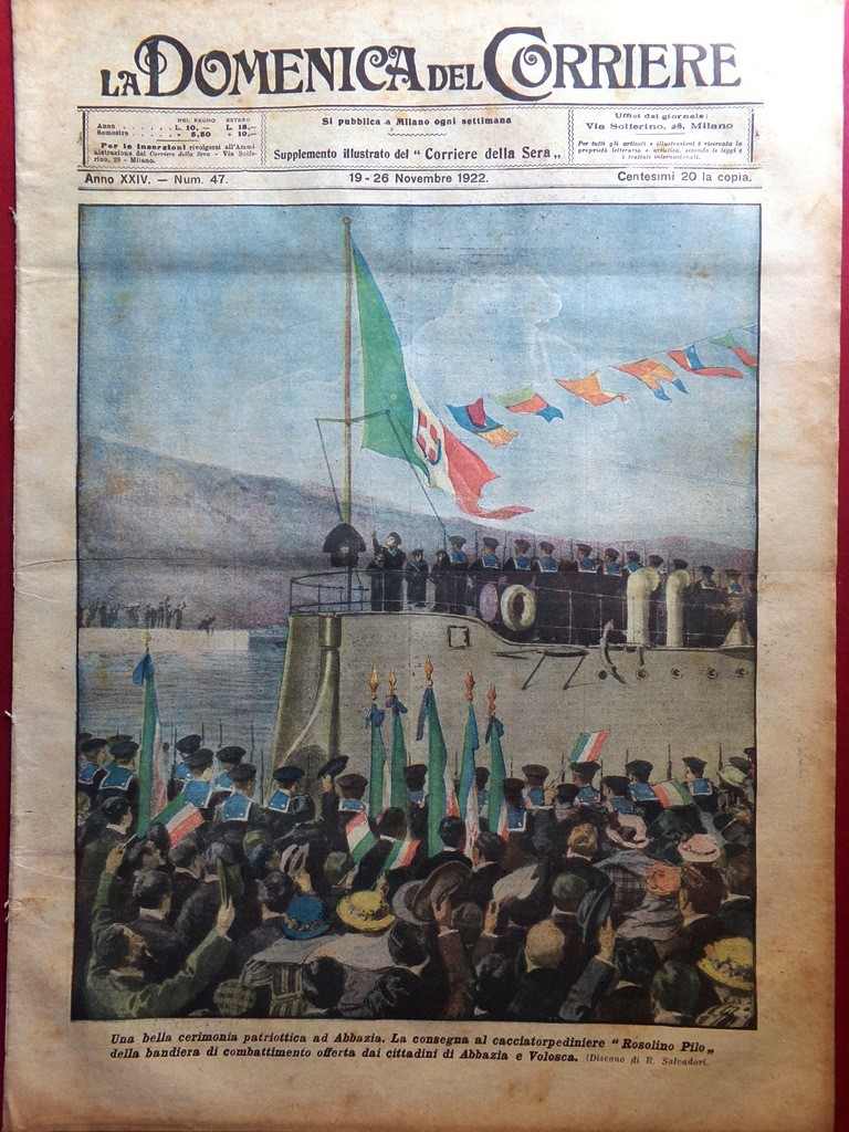 La Domenica del Corriere 19 Novembre 1922 Capus Mussolini Jeffren Guglielmo Roma