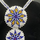 Native American Seed Bead Three Medallion Necklace White Blue Multi — photo 2