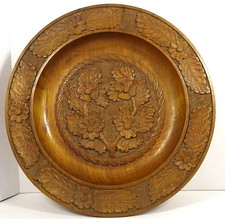 LARGE 15" VINTAGE CARVED WOOD TRAY FROM DBROUNIC YUGOSLAVIA