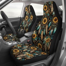 Dreamcatcher Sunflower Car Seat Covers Boho Floral Auto Seat Protectors