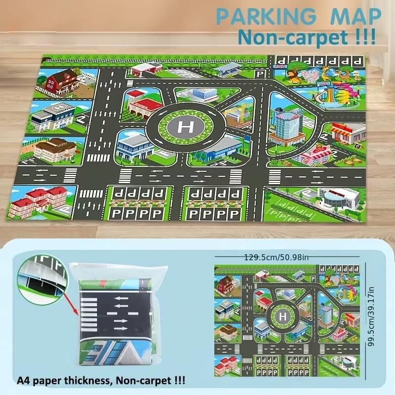City Traffic Play Mat Large Road Map Kids Game Rug Multicolor