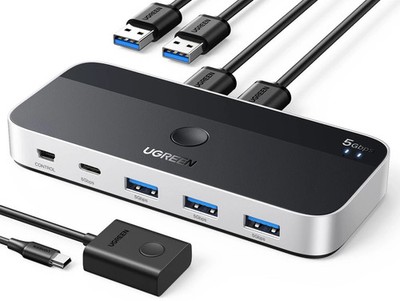 UGREEN USB 3.0 Switch 2 Computers Sharing USB C & A devices, 4 Port USB Switcher
