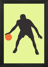 Silhouettes of basketball Framed Wall Art Poster Canvas Print Picture