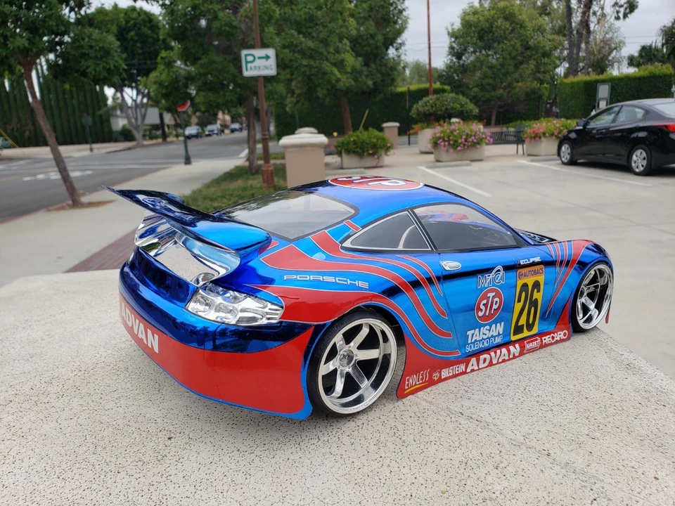 Pintura personalizada 200 mm 1/10 PORSCHE 911 4Tec2 drift HPI DC10 YD2 MST TT02 solo carrocería Foto 4 de 4