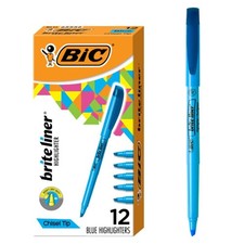 BIC Brite Liner Highlighter Chisel Tip Blue DOZEN BL11-BE 1 Dozen,