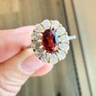 925 Sterling Silver Ring 6x4mm Natural Rhodolite Garnet Zircon Flower Handmade — photo 6
