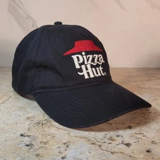 PIZZA HUT RESTAURANT EMBROIDERED LOGO EMPLOYEE BLACK HAT ADJUSTABLE