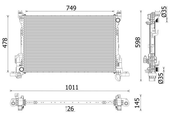 Engine Cooling Radiator Brazed Cooling Fins Fits Renault Trafic MAHLE CR2637000P