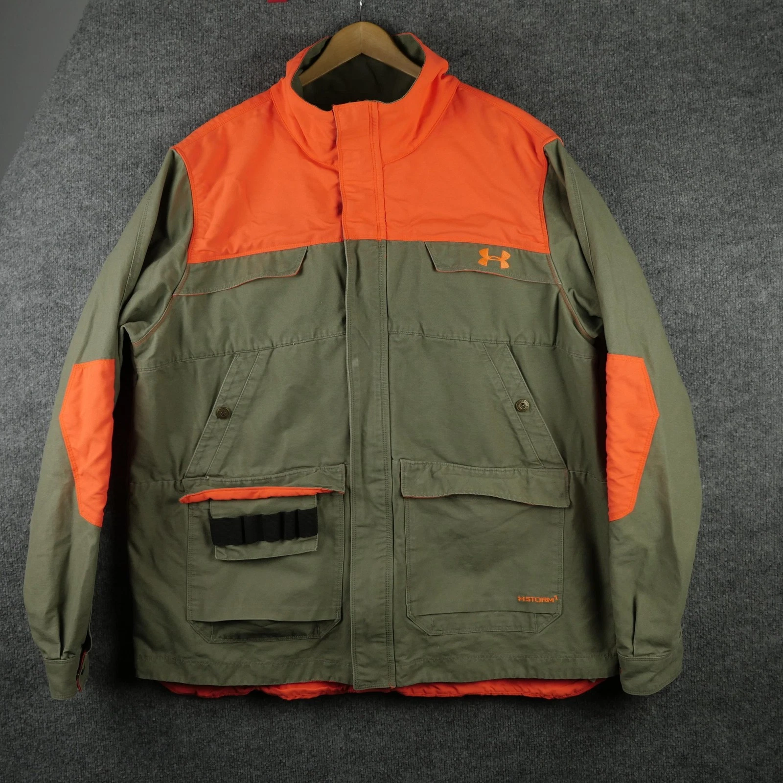 Under Armour Jacket Mens 2X Green Orange Storm 1 Hunting Parka Shooting High Vis