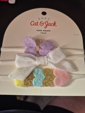 Cat Jack Baby Headband Head Wraps white Gold Bows butterfly Pack