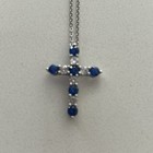 Cross Necklace Blue Sapphire/Cubic Zirconia Sterling Silver 18” Belk Silverworks — photo 1