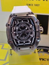 Invicta Racing Cyclone Men's Watch 48.5 mm Smoke Gray /White Silicone Band- NEW