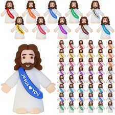 50 Mini Jesus Figurines - Bulk Easter Party Favors  Baptism Gifts