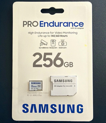 Samsung PRO Endurance 256GB microSDXC UHS-I V30 Waterproof High Speed + SD